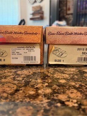 NEW Sun-San Salt Water Sandals Bundle Gold Size 2 & Silver Size 1 NIB